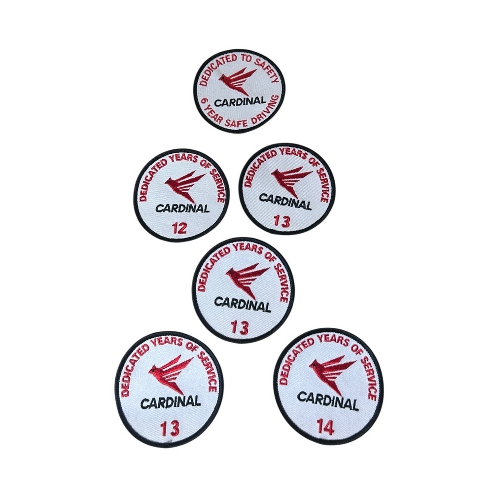 Cardinal 6 12 13 14 Dedicated Years of Service Embroidered Patch Red White Black